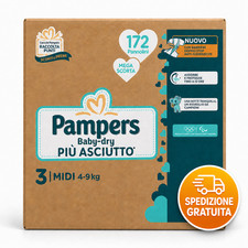 Pampers Baby Dry Taglia 3 Midi 172 Pannolini 4-9 kg Spedizione Gratis