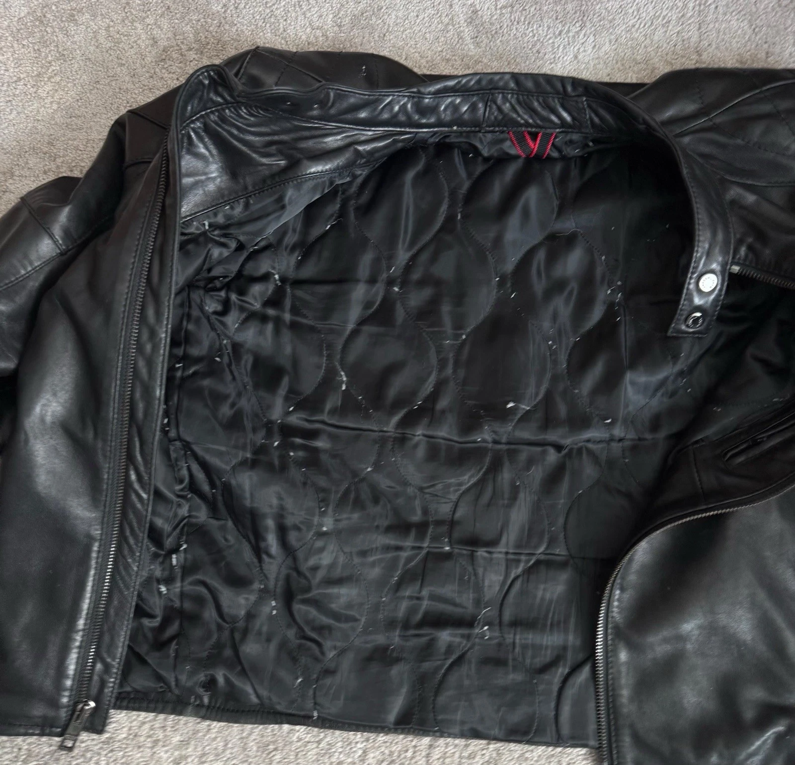 Andrew Marc Black Lambskin Leather Moto Jacket – Men’s Medium - product detail image 7