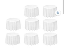 8 Pack White Round 84  Tablecloth Table cover Disposable Heavy Duty Plastic