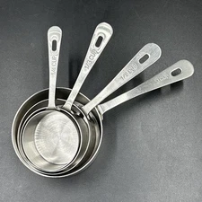 Set of 4 AMCO 864 Measuring Cups 18/8 Stainless Steel 1/4 1/3 1/2  1 Cup