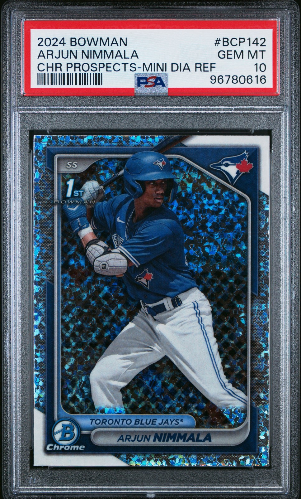 2024 BOWMAN CHROME PROSPECTS MINI DIAMOND REFRACTOR #BCP142 ARJUN NIMMALA PSA 10