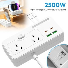 Power Board Surge Protector Safety Power Strip 2 USB A/C Ports 2 Outlets Type C