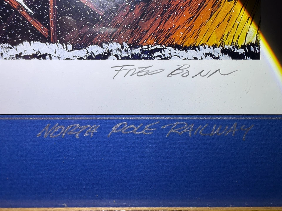 Tren de Navidad estampado Fred Bonn AUTO firmado, numerado y enmarcado 108/300 Foto 2 de 4