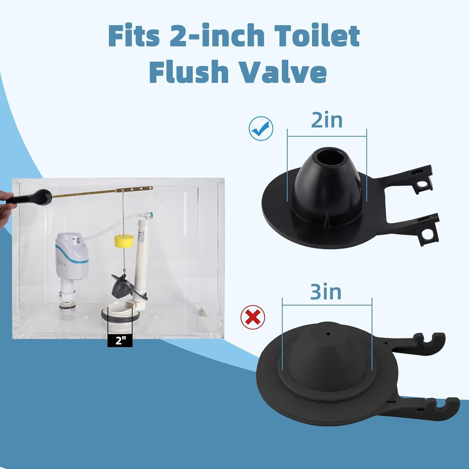 Universal Toilet Handle Replacement Kit Side Mount with 2-Inch Rubber Toilet Fla