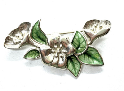 Vintage Norman Grant Emaille Blumen Brosche