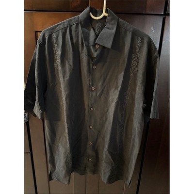 Tommy Bahama Black Short-Sleeve Embroidered Button-Down Shirt