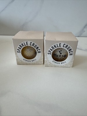 2 Mixie SPARKLE CRUNCH Stress Ball GOLD Squish Squeeze Toy Hard Balls Inside New