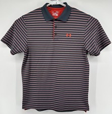 Under Armour Loose Short Sleeve Gray Orange Striped Polo shirt Men s Medium