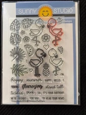 Sunny Studio - Fabulous Flamingos w/dies *USED* (flamingos, tropical, palms)