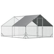 PawHut Large Chicken Coop Metal Chicken Run with Waterproof and Anti-UV Cover,