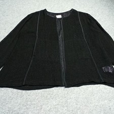 Masai Womens Open Cardigan Size XXL 2XL Black Cotton Viscose open Knit Sweater