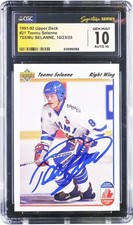 Teemu Selanne Finland Signed 91-92 Upper Deck #21 CGC Fanatics 10/10 Rookie Card