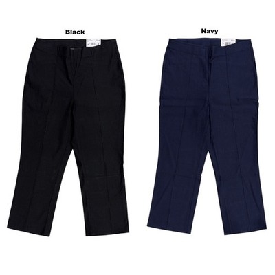 Rafaella Women's Regular Fit Soft Touch Stretch Crop Pintuck Pant, Plus Size