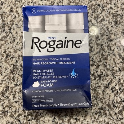 Rogaine Hair Regrowth Treatment Foam Three Month Supply(3x60ml/2.11fl) New 08/27