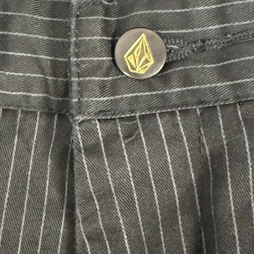 Volcom Frickin Chino Shorts Mens 33 Pinstripe Casual Skate Black Embroidered - Picture 7 of 17