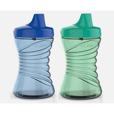 NUK Fun Grips Easy Grip and Sip Hard Spout Sippy Cup 10 oz Blue Green Lot of 2