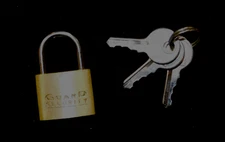 NOS Brass Mini Padlock by Guard Security W/Three Metal Keys New