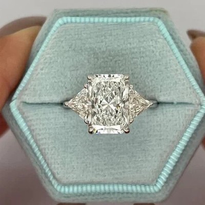 6.50 Ct IGI Certified Radiant Cut Lab Grown Diamond Ring 950 Platinum
