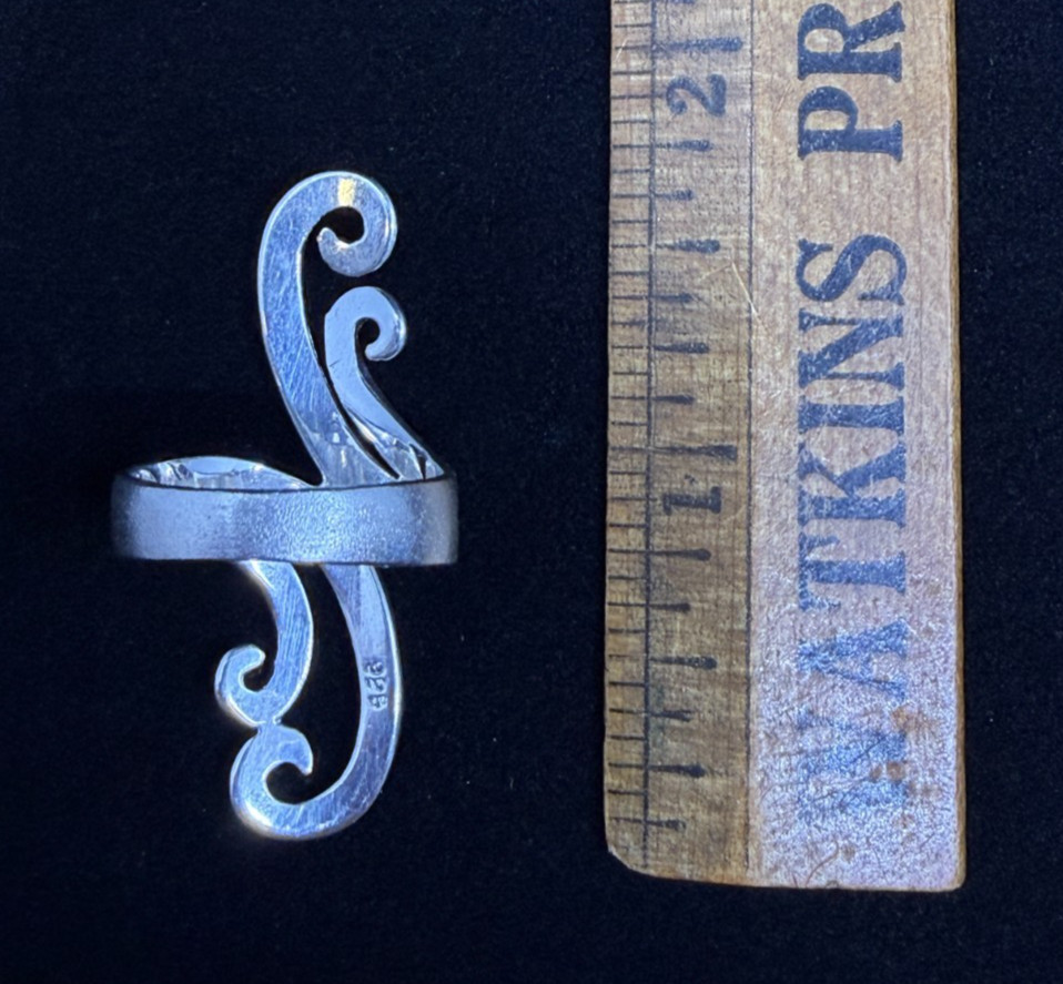 Sterling Silver Scroll Wave Design Wrap Ring Size… - image 7