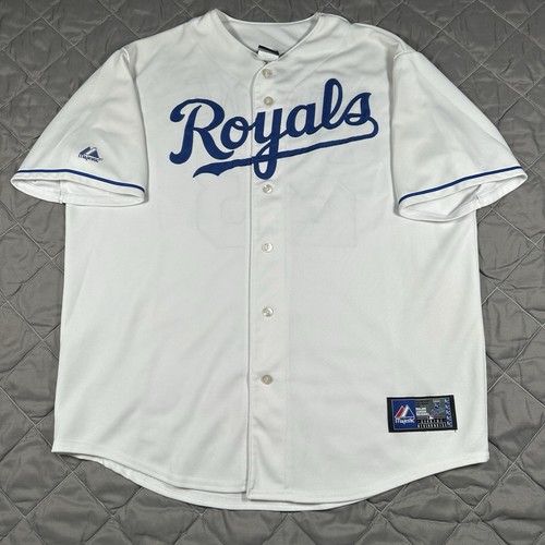 VINTAGE Majestic Kansas City Royals Jersey Mens XL White Zack Greinke Baseball 