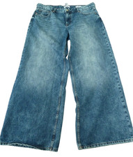 Jeans donna Forever 21 taglia 31 blu denim vita bassa larghi extra larghi 100% cotone