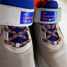 Nike Team Hustle D 10 SE Kids 12C Sneakers Grey Blue Orange Basketball Shoes