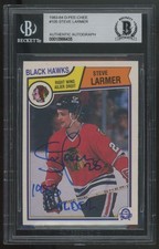 1983-84 OPC O-Pee-Chee Signed Autograph Steve Larmer RC Chicago Blackhawks #105