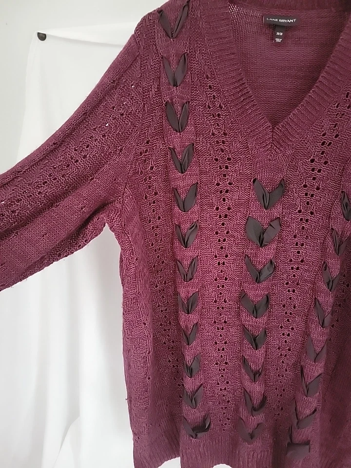 Vestido Suéter Lane Bryant 26/28 Borgoña Suave y Sexy Foto 3 de 4