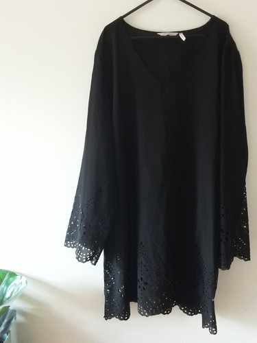 Millers Sheer Long Top Womens Size 22 Black Long Sleeve Scallop Edge Party - Picture 3 of 15
