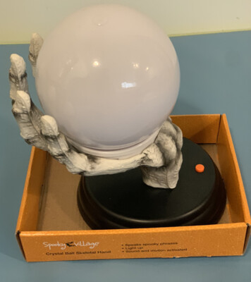 Spooky Village Talking Color Changing Crystal Ball Skeletal Hand 