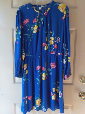 OLD NAVY LONG SLEEVE BLUE WITH FLOWERS DRESS SIZE LARGE NEW WITH TAG | eBay