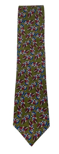 Hathaway Men’s All Silk Neck Tie Green AOP Motorcycles Made in USA 4” W x 56” L - Picture 4 of 7