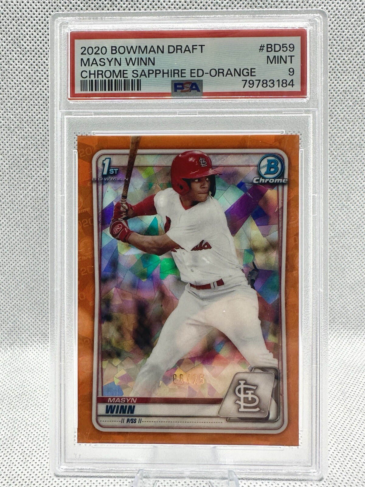 Masyn Winn 2020 Bowman Chrome Draft Sapphire Edition #BD-59 Orange /25 PSA 9