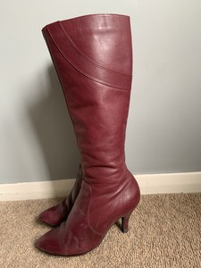 burgundy leather knee high boots