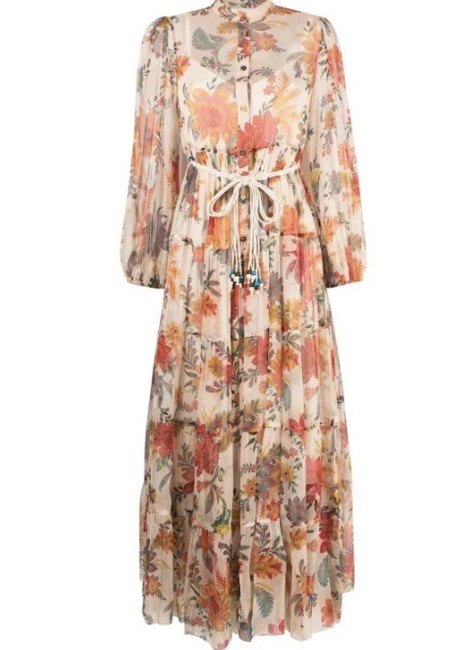 ZIMMERMANN Ginger floral-print silk midi dress Size 2P  NWT $1350 100% Silk