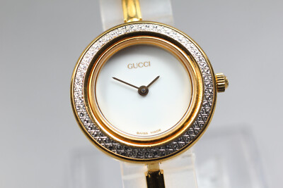 Diamond cut [NEAR MINT] Gucci 11/12.2 Change Bezel QZ Woman's