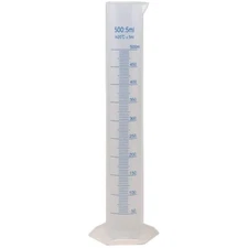 500ml Plastic Graduated Cylinder, Single Metric, Karter Scientific (Single)