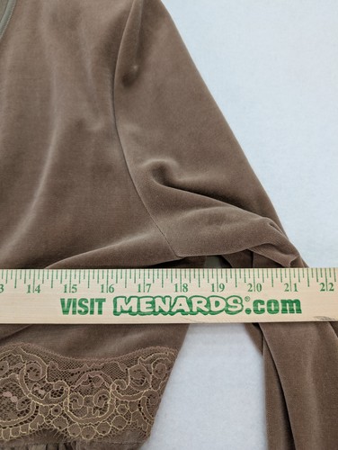 Vintage Women's Robe Regence Brown Velour Elegant Bell Sleeves Made In France - Picture 13 of 18