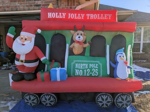 Gemmy Holly Jolly Trolley Train Santa 8’ Christmas Airblown Inflatable in Box - Picture 16 of 16