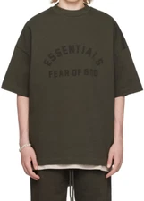 FEAR OF GOD ESSENTIALS Logo bonded at front Crewneck T-Shirt INK XXL