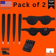 BDSM Eye Mask with Adjustable 4Pcs Stainless Steel Premium Eyebrow Tweezers Set