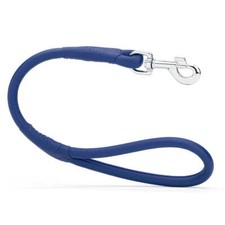 Soft Dog Pet Round Leather Traffic Lead W 1/2" - L 22", Blue