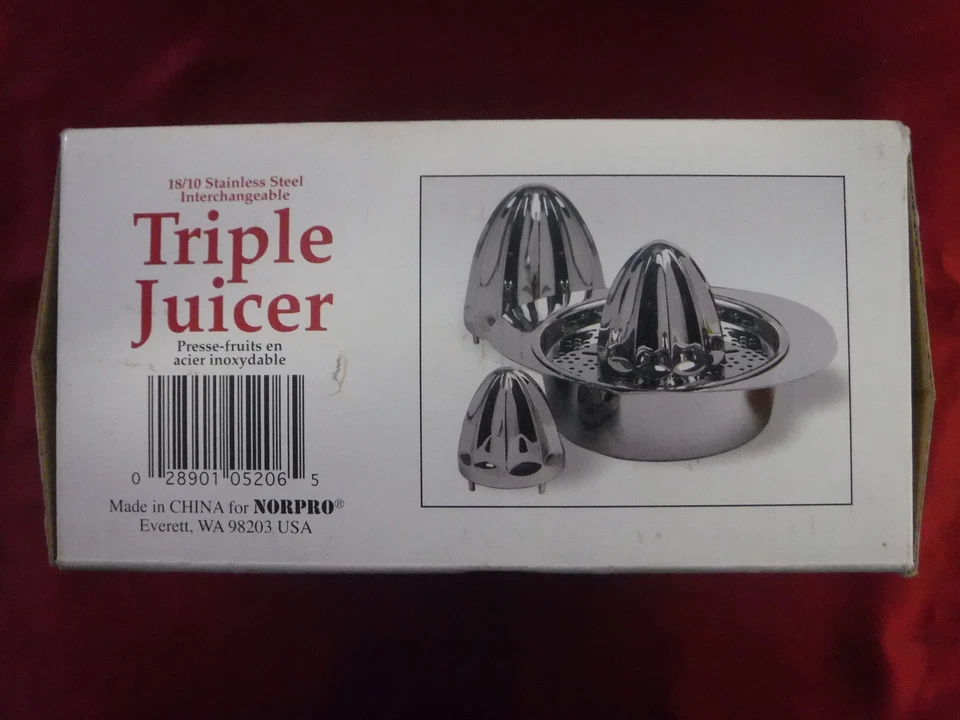 Exprimidor Triple Norpro Acero Inoxidable 18/10 Intercambiable Capacidad 1 1/2 Taza Foto 4 de 4