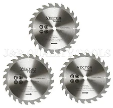 3 PACK 8-1/4 VECTOR TOOLS CIRCULAR MITER SAW BLADES CARBIDE TIP 24T