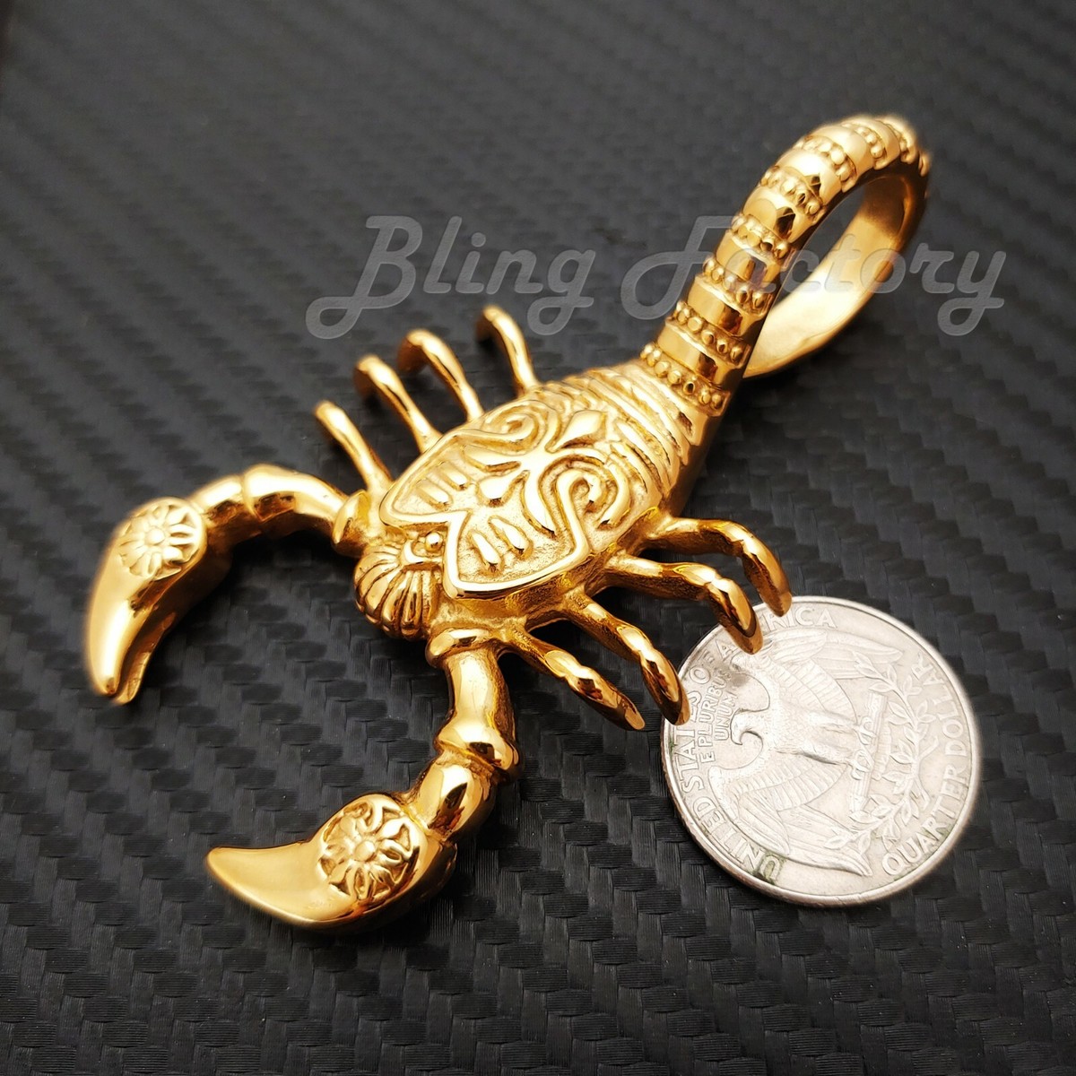 Hip Hop Stainless steel Gold Silver Tone Large Scorpion Bling Charm  Pendant