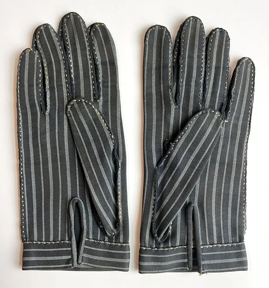 爱马仕复古 20 世纪 50 年代手套-正确尺寸小号-灰色条纹-状况完好 — 第 3/4 张图片