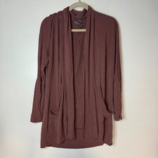 Prana Red Brown Foundation Munra Wrap Open Front Cardigan Long Sleeve Womens S