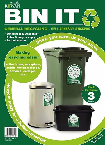 'General Recycling' Self Adhesive Easy Application Wheelie Bin Sticker Recycle - Picture 3 of 4