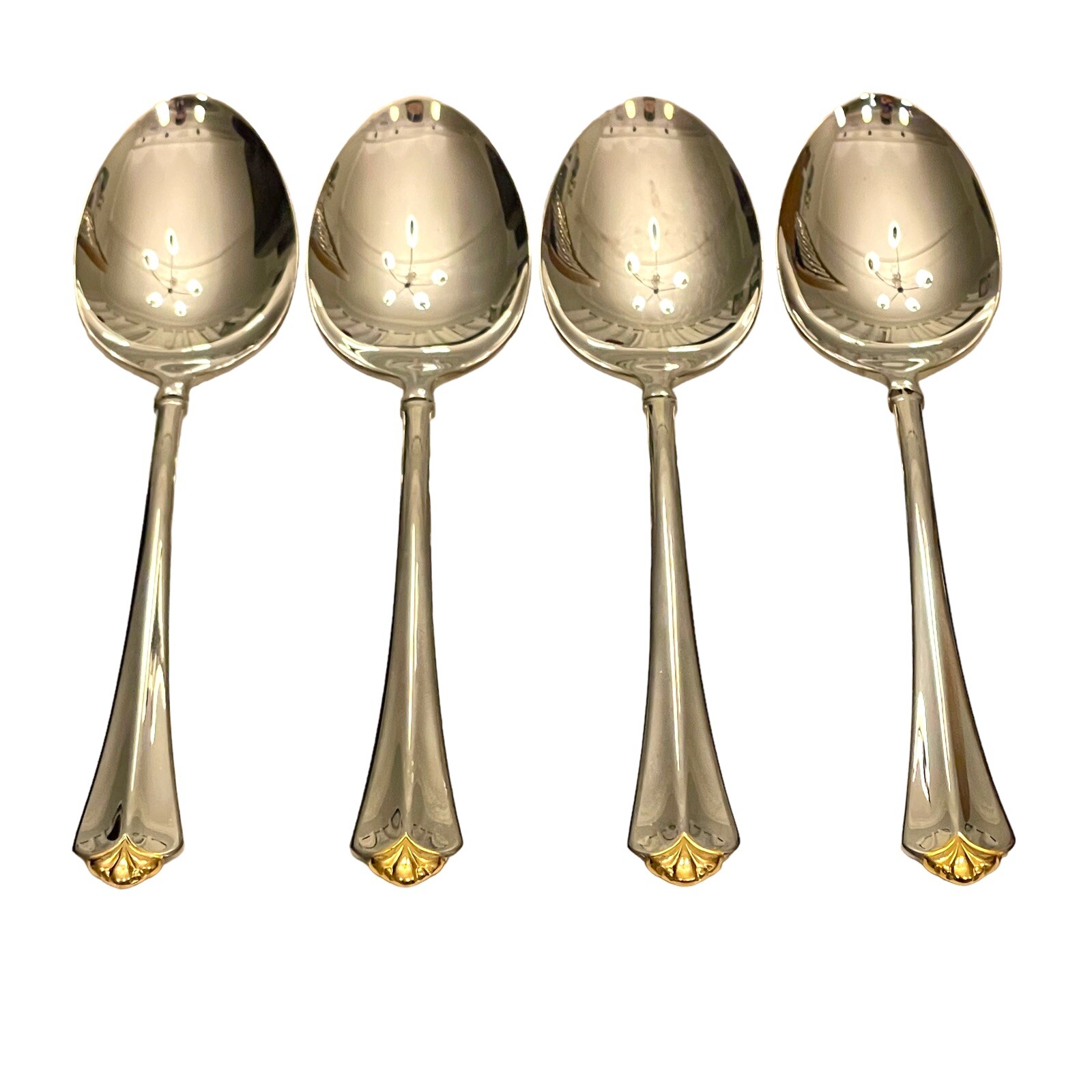Oneida Golden Juilliard Cube 4 Oval Soup Place Spoons Stainless