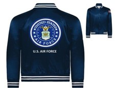 U.S. AIR FORCE SATIN JACKET W/AIR FORCE LOGO EMBROIDERED SATIN JACKET BACK ONLY